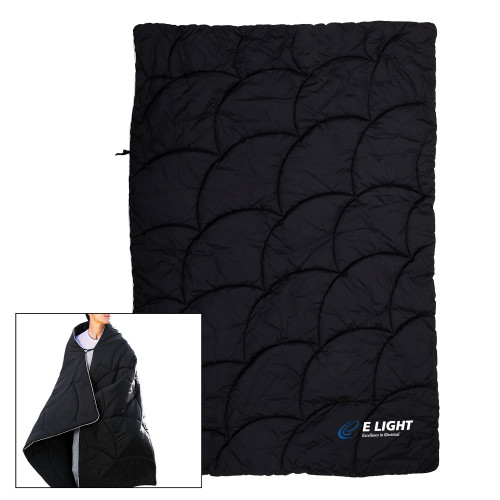  Black Wearable Camping Blanket - E Light Electric with Tagline