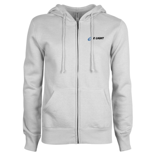  ENZA Womens White Fleece Full Zip Hoodie - E Light Electric