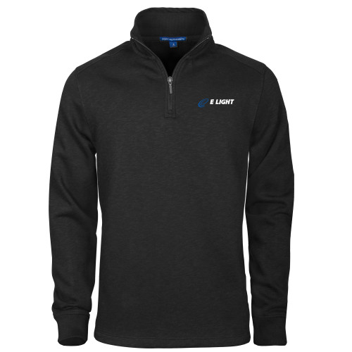  Black Slub Fleece 1/4 Zip Pullover - E Light Electric