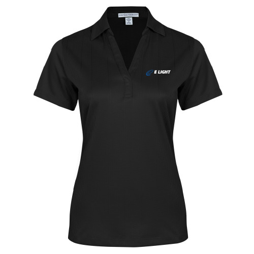  Womens Black Performance Fine Jacquard Polo - E Light Electric