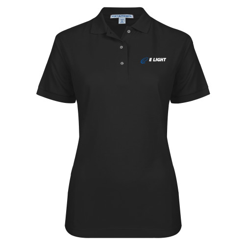  Womens Silk Touch Black Pique Polo - E Light Electric