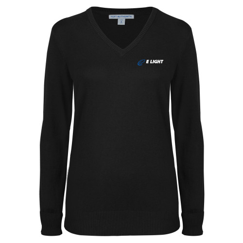  Womens Black VNeck Sweater  - E Light Electric