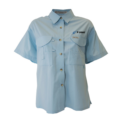  Womens Light Blue Fishing Shirt Performance Short Sleeve  - E Light Electric