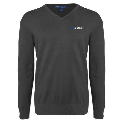  Charcoal Heather VNeck Sweater - E Light Electric