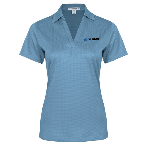  Womens Light Blue Performance Fine Jacquard Polo - E Light Electric