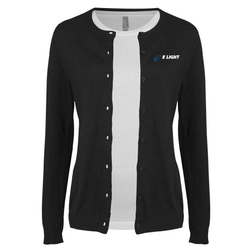  Womens Black Cardigan Sweater  - E Light Electric