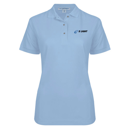  Womens Silk Touch Light Blue Pique Polo - E Light Electric
