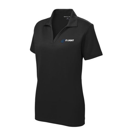  Womens Black Dry Mesh Polo - E Light Electric