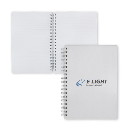  Clear 7 x 10 Spiral Journal Notebook - E Light Electric with Tagline