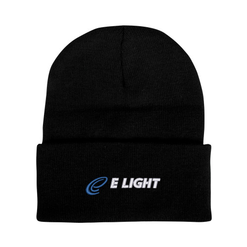  Black Knit Beanie w/Cuff - E Light Electric