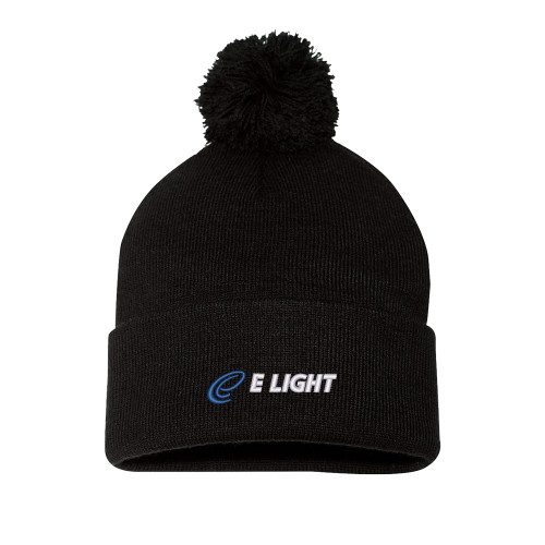  Sportsman Black Pom Pom Cuffed Beanie - E Light Electric