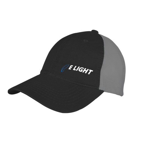  Black/Charcoal Mesh Back Unstructured Low Profile Hat - E Light Electric