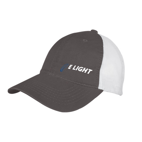  Charcoal/White Mesh Back Unstructured Low Profile Hat - E Light Electric