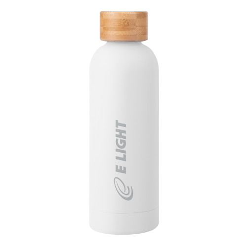  Blair White Stainless Steel Bottle w/ Bamboo Lid 17 oz - E Light Electric Engraved