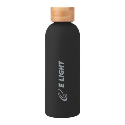  Blair Black Stainless Steel Bottle w/ Bamboo Lid 17 oz - E Light Electric Engraved