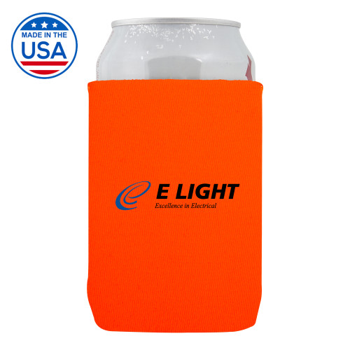  Neoprene Orange Can Holder - E Light Electric with Tagline
