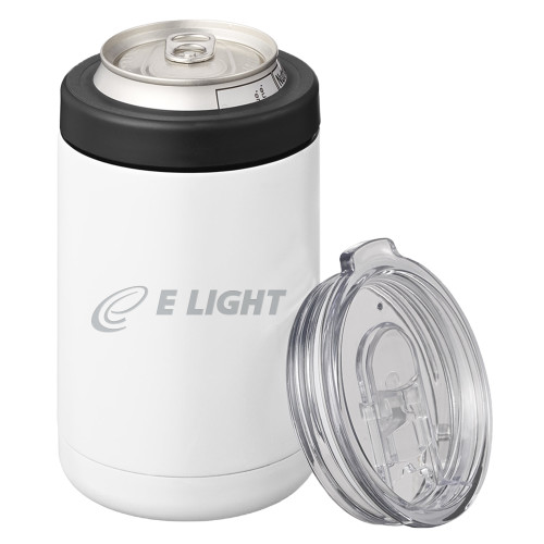  2 in 1 White Can Cooler Tumbler 12oz - E Light Electric Engraved