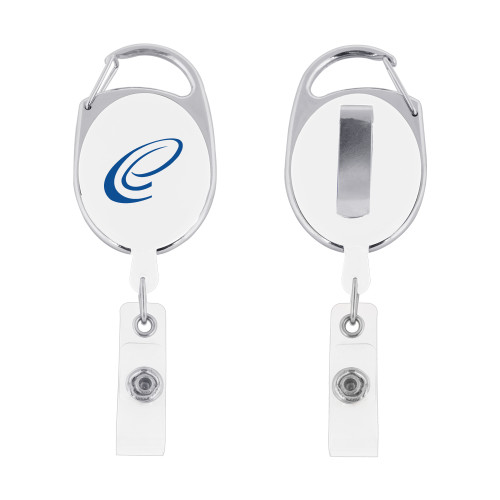  White Oval Retractable Badge Holder w/Clip - E Sub Mark