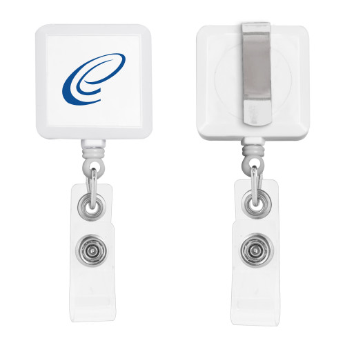  White Square Retractable Badge Holder - E Sub Mark
