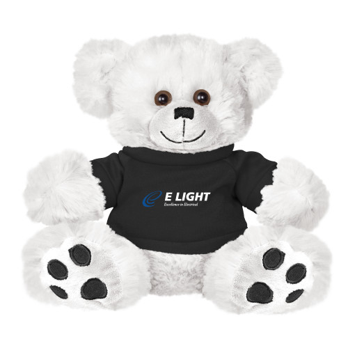  Plush Big Paw 8 1/2 inch White Bear w/Black Shirt - E Light Electric with Tagline