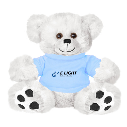  Plush Big Paw 8 1/2 inch White Bear w/Light Blue Shirt - E Light Electric with Tagline
