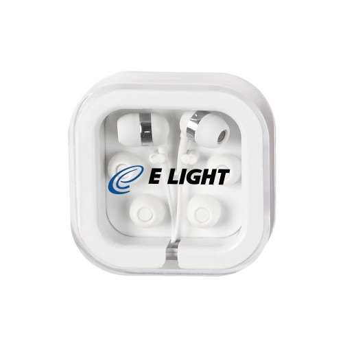  Ear Buds in Clear Square Case - E Light Electric