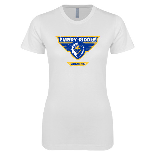  Next Level Womens White Boyfriend Tee - Athletic Mark - Arizona Distressed