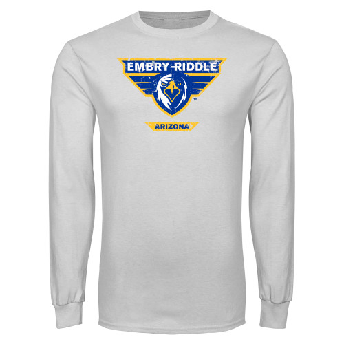  White Long Sleeve T Shirt - Athletic Mark - Arizona Distressed