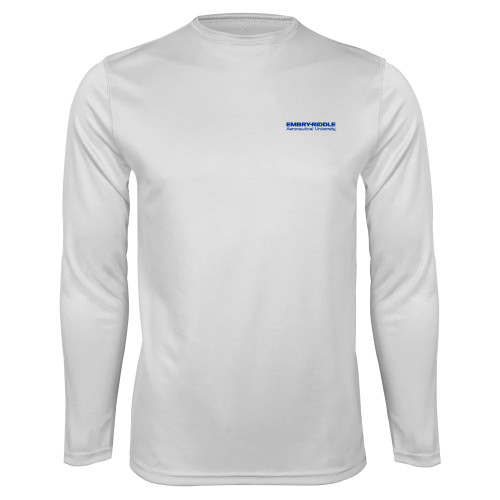  White Performance Long Sleeve Shirt - Embry-Riddle Aeronautical University