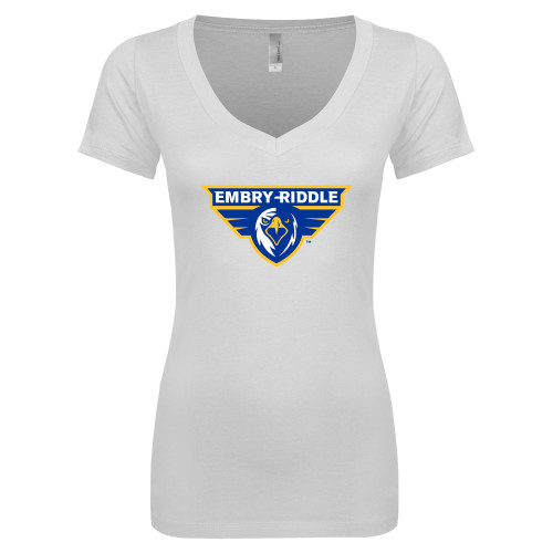  Next Level Womens White Ideal V Tee - Athletic Mark