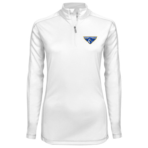  Syntrel Womens White Interlock 1/4 Zip - Athletic Mark