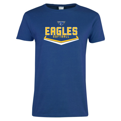  Womens Royal Short Sleeve Tee - Softball Plate