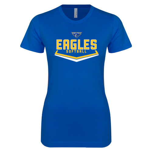  Next Level Womens Royal Boyfriend Tee - Softball Plate