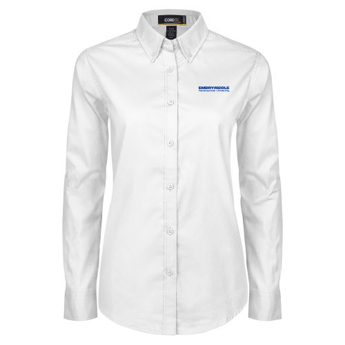  Womens White Twill Button Down Long Sleeve - Embry-Riddle Aeronautical University