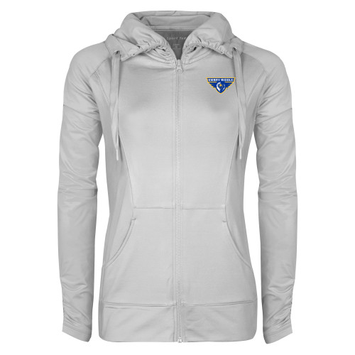  Womens White Sport Wick Stretch Full Zip Jacket - Athletic Mark