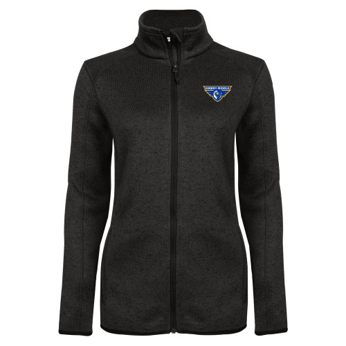  Womens Black Heather Fleece Jacket - Athletic Mark