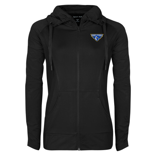  Womens Black Sport Wick Stretch Full Zip Jacket - Athletic Mark