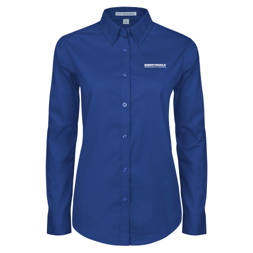  Womens Royal Twill Button Down Long Sleeve  - Embry-Riddle Aeronautical University