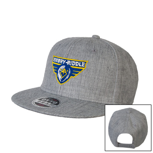  Heather Grey Wool Blend Flat Bill Snapback Hat - Athletic Mark