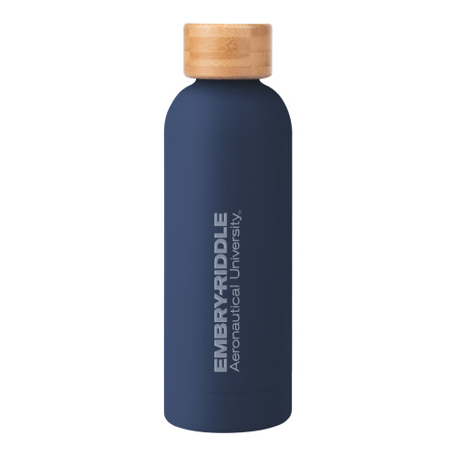  Blair Navy Stainless Steel Bottle w/ Bamboo Lid 17 oz - Embry-Riddle Aeronautical University  Engraved