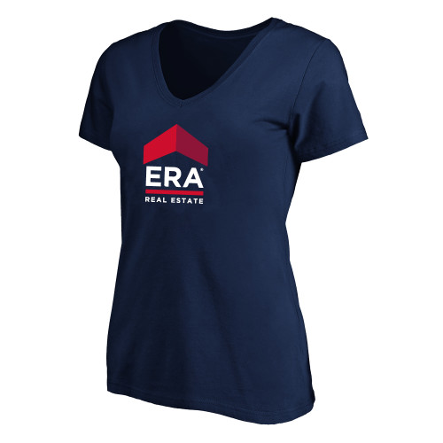 Womens Plus Navy V Neck T Shirt-ERA