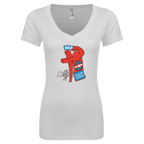 Next Level Womens White Ideal V Tee-Vintage ERA Muscle Sold Sign