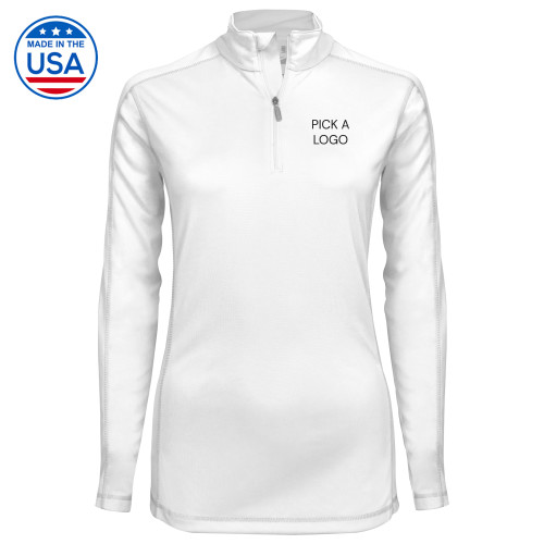 Syntrel Womens White Interlock 1/4 Zip-Blank for M Tools Setup