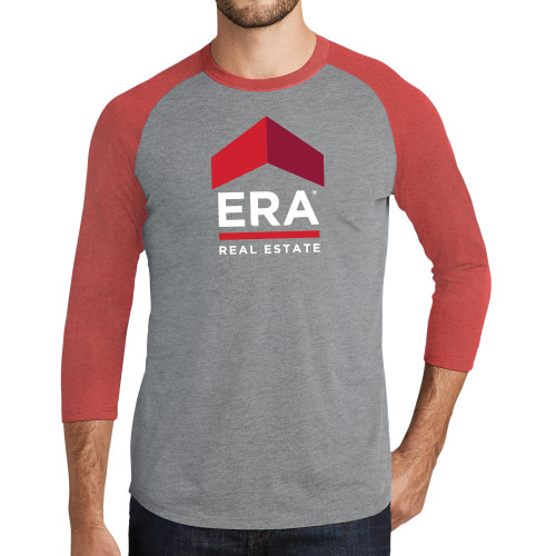 Grey/Red Heather Triblend Baseball Raglan Tee-ERA