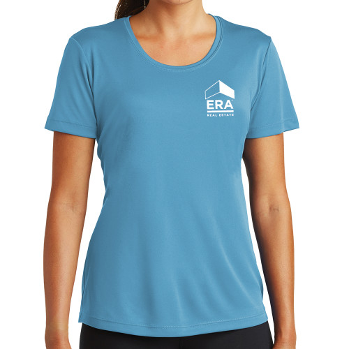 Womens Light Blue Performance Short Sleeve Tee-ERA