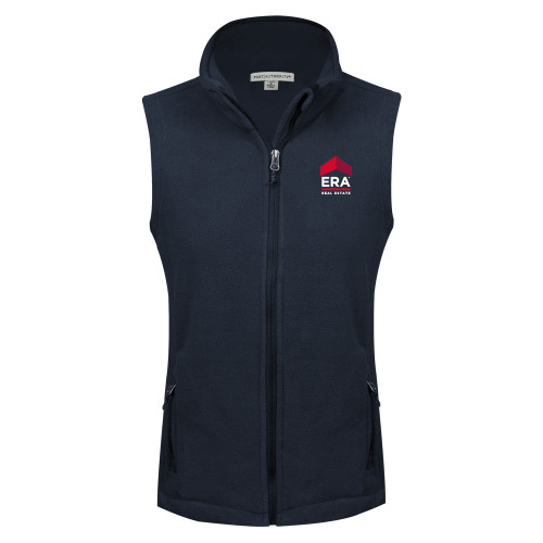 Womens Navy Fleece Full Zip Vest-ERA