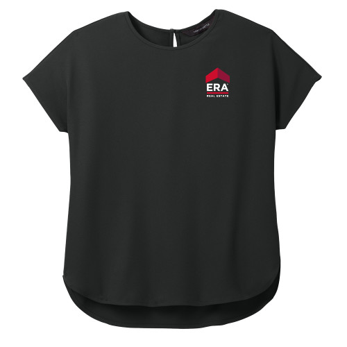 Mercer + Mettle Womens Black Stretch Crepe Crew-ERA