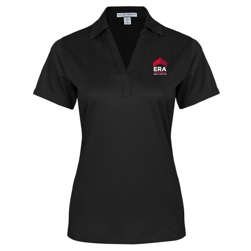 Womens Black Performance Fine Jacquard Polo-ERA