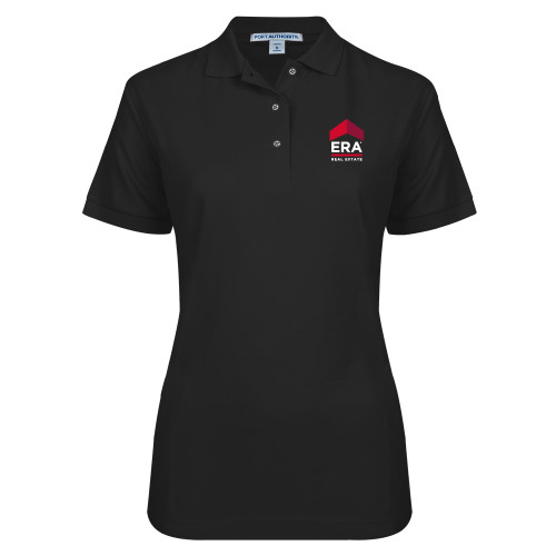 Womens Silk Touch Black Pique Polo-ERA