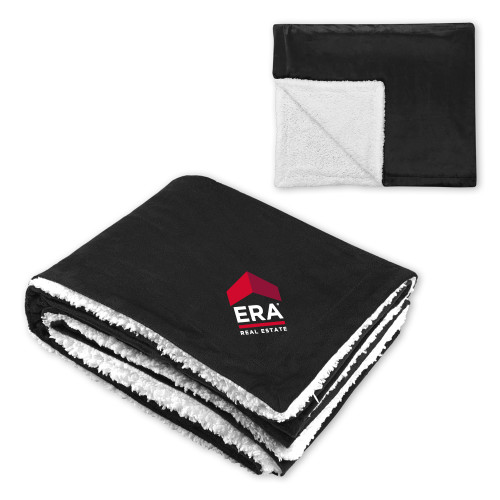 Super Soft Luxurious Black Sherpa Throw Blanket-ERA